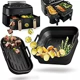 Airfryer Zubehör für Philips 3000-5000 Dual Basket 9L, 2Pcs Faltbar Silikonform Heißluft-fritteuse Zubehör für Philips Airfryer NA350/NA550 9L Wiederverwendba Auflaufform Einsatz anstelle Backpapier