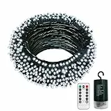 DBFAIRY Lichterkette Batterie, 20M 200 LED Lichterkette Außen Batterie mit 8 Modi Timer, Grünes Kabel Wasserdicht Weihnachtsbeleuchtung für Innen, Weihnachten, Garten, Hochzeit, Party (Weiß)