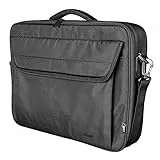 Trust Atlanta Laptop Ökotasche aus Recyceltem Material bis 15,6 Zoll, Nachhaltige Tasche mit Schultergurt und Taschen zur Aufbewahrung, für Reisen, Business, Büro, Schule - Schwarz