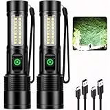 cinlinso Taschenlampe LED Aufladbar 2 Stück, 100000 Lumen Extrem Helle Zoombares Taktische Taschenlampen mit 6 Lichtmodi, IPX6 Wasserdichte Handlampe für Camping, Wandern, Outdoor