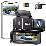 Dashcam Auto Vorne Hinten 4K+1080P, CHORTAU WiFi Dash Cam 2,99 Zoll LCD Anzeige mit 64GB SD Karte, Dual Auto Kamera mit APP Steuerung, Super Nachtsicht, WDR, G-Sensor, Loop-Aufnahme, Parküberwachung