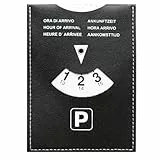 HUKUMA Parkscheibe Auto 01 Aus Weichem Kunstleder Soft-Touch, 15 x 11 cm - Aus Karton Gemäß StVO Für PKW, LKW, Wohnmobile, Schwarz