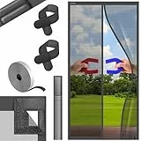 KESSER® Magnet Fliegengitter Tür Insektenschutz Magnetvorhang Türvorhang Schutzgitter mit kinderleichter Inkl. Klebemontage für Balkontür Terrassentür Kellertür Montage (Anthrazit, 90 x 200 cm)