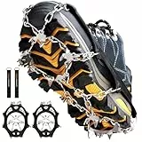 Crampons Ice Cleats Traction Snow Grips for Boots Shoes Women Men Kids Anti Slip 19 Stainless Steel Spikes Safe Protect for Hiking Fishing Walking Climbing Mountaineering