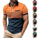 Danish Endurance Poloshirt Herren Kurzarm Sommer Sportshirt 2025 Slim Fit Streifen Polo Fitnessshirt Stretch Sportstyle Outdoorshirt mit Tasche Bequeme Casual Strand Golf Tennis Polohemd