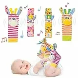 Accevo Baby Handgelenk Rasseln & Rasseln Socken Baby Kuscheltiere Frühes Lernspielzeug für Kleinkinder Neugeborene Baby Geschenke Spielzeug für Babys Baby Shower Geschenk 0-12 Monate