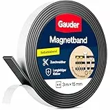 GAUDER Magnetband selbstklebend stark - Magnetstreifen zuschneidbar mit hoher Haftkraft - Magnetklebeband mit starkem Kleber - Magnetklebestreifen mit optimierter Magnetkraft (3 m x 15 mm)