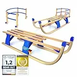 Alpenflitzer® Holzschlitten mit Lehne 110 cm Davoser Rodel Faltbarer Klappbarer Kinderschlitten; Premium Holz-Schlitten aus Buchenholz Klappschlitten (Modell 2025/26) (mit Lehne)