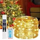 Diealles Shine 20M 200LED Lichterkette Innen mit Batterie - Warm mit Fernbedienung, Timer und Schalter für Weihnachten, Garten, Balkon