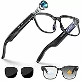 Haulvean AI Smart Glasses, Brille mit 800 W Kamera, 2 Paare Brillengläser, 1080P HD Video und Audiorecording mit Bildstabilisierung, Musikwiedergabe/Bluetooth-Anrufe/AI-Assistent/Echtzeitübersetzung