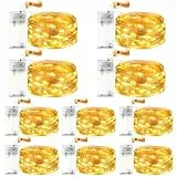 VIKY 10 Stk LED Lichterkette Batterie mit Timer, 3M 30 LED Micro Kupferdraht Lichterkette Innen Batteriebetrieben, Warmweiß lichterkette mit Timer für Hochzeit, Silvester, Weihnachten Innen Dekoration