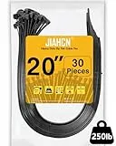 Kabelbinder Schwarz 500mm Kabelbinder Lang, Groß Schwarz Extra Stark Kabel binder UV Beständig, 50cm x 12,4mm Breit, Großer Kabel binder für Kabelmanagement, 30 Stück