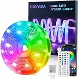 HOVVIDA LED Strip 15M, 1 Rolle, 30 LEDs/Meter, RGB LED Streifen, 450 LED, APP und Fernbedienung, Musikmodus, Timing-Modus, LED für Zimmer, Wohnzimmer, Küche, Schlafzimmer, Bar, Party
