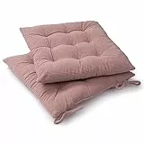 Paco Home Sitzkissen mit Befestigungsbänder 40x40 Stuhl Bürostuhl Kissen Stuhlkissen Innen Indoor versch. Farben 2er Set
