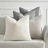 MIULEE 4er Set Kissenbezug Kissen Dekorative Kissenbezüge Kordsamt Sofakissen Dekokissen Kopfkissenbezug Couchkissen Deko Bezug für Sofa Couch Wohnzimmer Schlafzimmer Büro 45x45cm Graue Serie