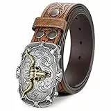 BELTROAD Western Leder Schnalle Gürtel für Männer Frauen Cowboy Cowgirl Herren Ledergürtel für Jeans Weihnachten Herrengürtel Geschenke
