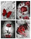 XINRANFF Malen nach Zahlen Erwachsene Kinder, Malen Nach Zahlen Rose Bastelset Erwachsene DIY Handgemalt Ölgemälde auf Leinwand für Wandkunst Home Haus Deko, Geburtstag Weihnachten Geschenk 40 * 50CM