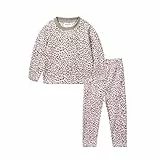 Mud Kingdom Mädchen Schlafanzug Pyjama Kinder Baumwolle Zweiteiliger Schlafanzüge Set Herbst Winter Weihnachten Nachtwäsche Polar Fleece Rosa Leopardenmuster 6 Jahre