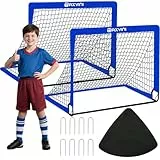 MAXVINI Fussballtore für Garten Kinder 90x74x74cm Fußballtor mit Glasfaserstangen Indoor/Outdoor Tornetzen Faltbares Pop-Up Set inkl.6 Hütchen Tragetasche 8 Bodenhaken​