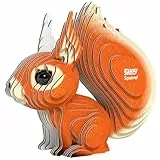 EUGY 650083 Eichhörnchen, 3D Tier-Puzzle für Kinder und Erwachsene zum Zusammenbauen, DIY Tierfigur, Bastelset ab 6 Jahren, Braun
