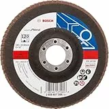 Bosch Accessories Professional Fächerschleifscheibe (für Winkelschleifer verschiedene Materialien, gerade Ausführung, Ø 125 mm, Körnung 120), Schwarz