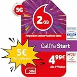 Vodafone Prepaid CallYa Start | 2 GB | 5 EUR Startguthaben | ohne Vertrag | 5G-Netz | Telefon- SMS-Flat | EU-Roaming