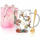 Schöne Trockene Blume Doppelwand Glas Kaffeetasse Herbst Teetasse Mit Griff Isoliert Hitzebeständig Weihnachten Geburtstag Geschenk Für Frauen Beste Freundin Lehrer Mutter Geschenk Neues Zuhause