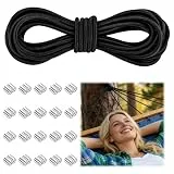 AOOSU Gummiseil 6mm Expanderseil 10m Gummikordel Elastische Gummischnur für Anhängerplane, Schwarz Planenseil mit 20 Würgeklemmen, Wetterfestes Spannseil für Anhänger, Sonnensegel, Planen UVM