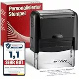 Stempel Personalisiert - Firmenstempel mit Text, langlebiger und selbstfärbender Addressstempel, personalisierter Namensstempel 38x14mm, max. 4 Zeilen, schwarz (S)