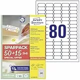 AVERY Zweckform L4732REV-65 Universal Etiketten (4.000 plus 1.200 Klebeetiketten extra, 35,6x16,9mm auf A4, rückstandsfrei ablösbar/abziehbar, bedruckbar, selbstklebende Aufkleber) 65 Blatt, weiß