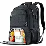 BIKROD Groß Lunch Schulrucksack Arbeit Rucksack 17.3 Zoll Laptop Rucksack mit USB Ladeanschluss Business Reisen Notebook Tasche für Herren Männer Frauen Jungen Teenager Schwarz