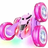 MidiVix Ferngesteuertes Auto, 2.4Ghz Doppelseitig 360° drehbarer RC Crawler mit Scheinwerfern Radlichtern, 4WD Off Road Drift RC Auto Spielzeug Geschenke für Mädchen Jungen 6-12 Rosa Lila