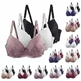 ZWDC 3er Pack BH Damen Ohne Buegel Vollschalen Bequem Guter Halt Große Brüste Wirefree Bra Super Push Up BH Gegen Hängebrust Brüste Klassische BHS Minimizer Bra Für Alltag