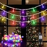 LEDYA Kugel Lichterkette Bunt, 12M 120 LEDs Partylichterkette mit Stecker für Innen und Außen, 8 Leuchtmodi mit Timer und Memory-Funktion, ideal für Weihnachten, Hochzeit, Garten, Balkon, Party Deko
