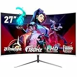 Gawfolk PC-Monitor, 27 Zoll, gebogen, 180 Hz, Gaming Computer, FHD 1080p, 1800R, 1 ms, 178 ° Weitwinkel, freie Synchronisation, HDR, Ultra – schmale Lünette, DisplayPort, HDMI – Weiß