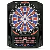Carromco Elektronische Dartscheibe Topaz-901 – Softdartboard mit 2-Loch-System, rot-blau, 1–8 Spieler, Netzteil, Softdarts – 40 Spiele & 761 Spielvarianten (u.a. Cricket)