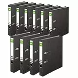 Original DINOR Ordner-Wolkenmarmor-Recycling - Made in Germany. 10er Pack 5 cm breit DIN A4 schwarz Aktenordner Briefordner Büroordner Pappordner Schlitzordner Grüner Balken Blauer Engel