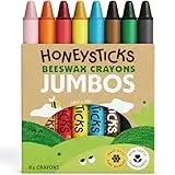 Honeysticks Jumbo Wachsmalstifte (8er-Pack) - Ungiftige, Umwelschonende Malstifte aus Purem Bienenwachs, Malstifte Kinder, Malstifte Ab 3 Jahre, Wachsmalstifte, Groß, Leicht zu Greifen