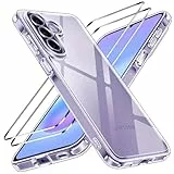 ivoler Nie Vergilbung Klar Hülle für Samsung Galaxy A57 5G, 1 Handyhülle mit 2 Stück Panzer Schutz Glas, [Militärischer Schutz] Stoßfest Transparent Schutzhülle Dünn Durchsichtige Case
