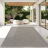 TT Home Teppich Für Outdoor Wetterfest Küchenteppich Balkon Terrasse Unifarbenes Design Modern, Farbe:Grau, Größe:300x400 cm