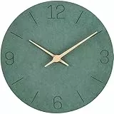 Warminn MDF Holz Wanduhr Ohne TickgeräUsche Lautlos Modern 30cm Quarz Groß Batterie Betriebene Wanduhr Einfach zu Lesen für Zimmer Zuhause KüChe Schlafzimmer BüRo Schule (Grün - Skelett)