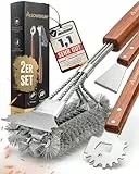 5 in 1 Grillbürste Edelstahl mit Schaber [TESTSIEGER] kompatibel mit Weber Grill Zubehör für gasgrill gusseisen - BBQ Set Grillreiniger bürste für Gussrost - Grillen Geschenke für männer grillzubehör