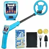 KAIWEETS Metalldetektor für Kinder, Animiertem Farb-LCD & Verstellbarem Schaft, Leichter Golddetektor Set mit Rucksack, Schaufel, Harke & Bonusmünzen – Ideal als Geburtstags