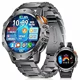 BENYAR SMART Smartwatch Herren mit Taschenlampe für Android iOS 1.43'' Amoled HD Outdoor Sportuhr Smartwatch mit 110 Sportmodi,Pulsmesser/Schlafmonitor,IP68 Wasserdicht Schrittzähler,2 Bänders,Schwarz