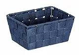 WENKO Aufbewahrungskorb Adria Mini Dunkelblau - Badkorb, rechteckig, Kunststoff-Geflecht, Polypropylen, 19 x 9 x 14 cm, Dunkelblau