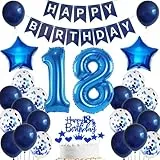 Ohaoduo Luftballon 18. Geburtstag Dekoration Junge blau Tortendeko 18 Geburtstag Junge blau Party Deko 18. Ballon 18 Deko mann Geburtstagsdeko 18 jahre