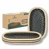 Urban Lifestyle Dessertteller Set 4 – kleine ovale Keramik Teller 19,5x11,5 cm Schwarze Farbe, Kuchenteller & Frühstücksteller, Mezzeteller rustikal.