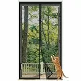 MYCARBON Fiberglas Fliegengitter Balkontür gegen Katzenkratzer, Reißfest & Langlebig, Flammhemmendes Insektenschutz Tür 80x220cm mit 3,8cm Klettband für Terrassentür & Kellertür, Schwarz