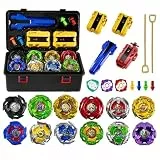 Wotean Battling Tops, 12 Kreisel, 3 Werfer, 1 Griff, 3 Mittelringe und 4 Basen, mit Aufbewahrungsbox, Geburtstagsgeschenk，AA