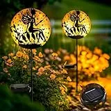 GIGALUMI solarlampen für außen garten, solarleuchten garten deko aus Metall, gartendeko für draußen wetterfest für Wege, Rasen, Hof und Terrasse (Fee, 2 Stück)